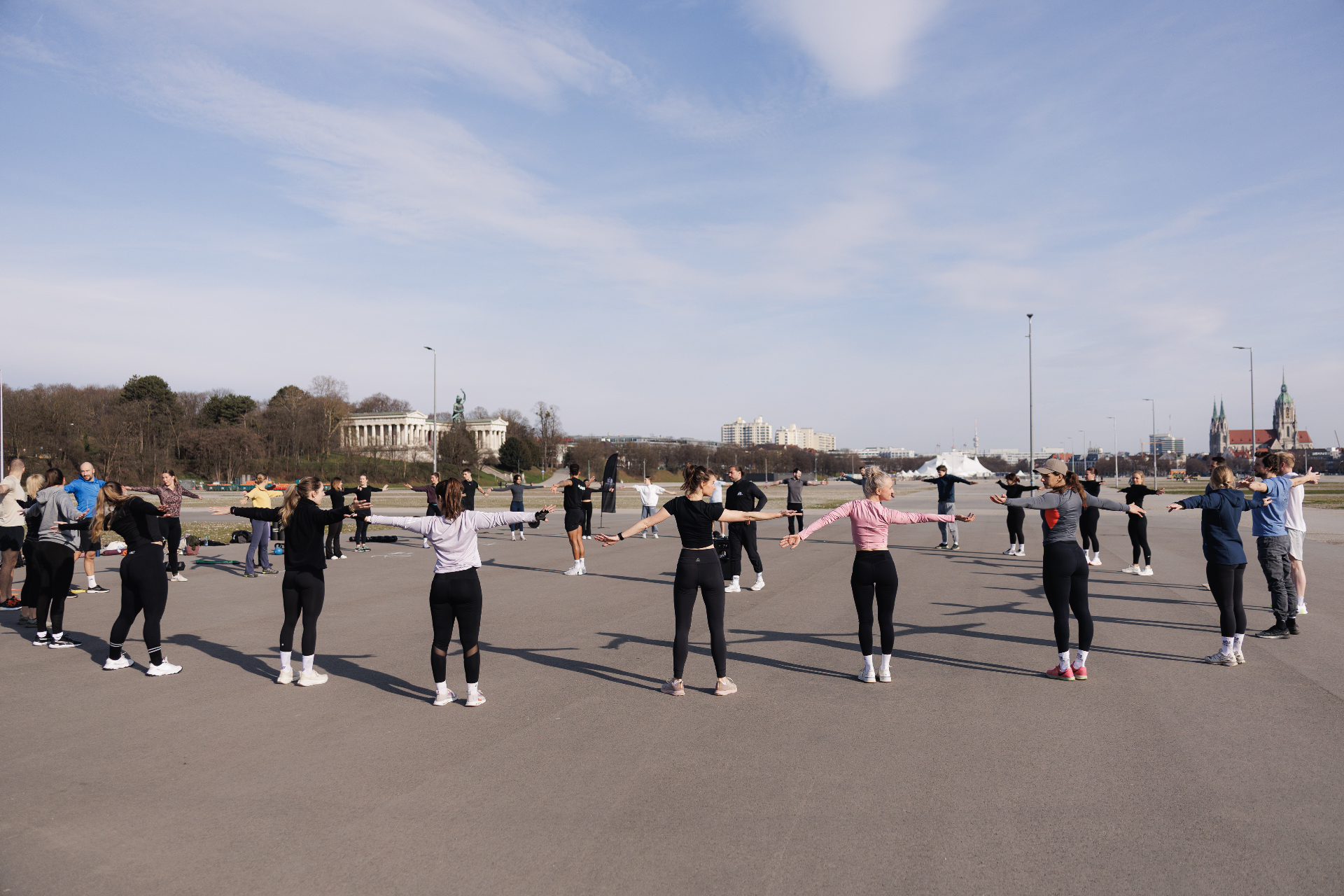 Morning training circle in the city